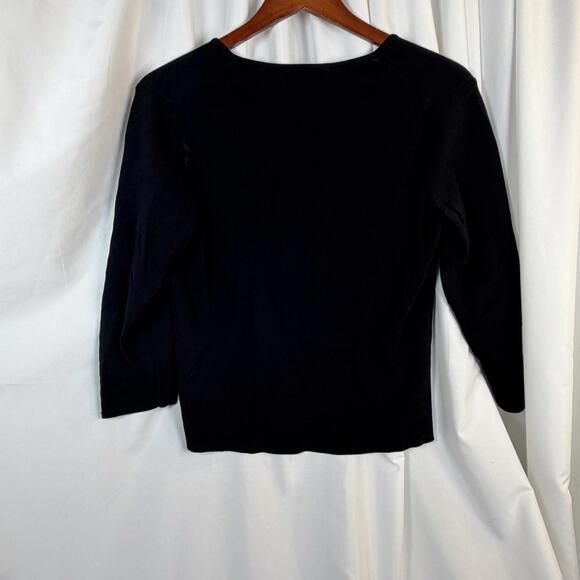 Talbots Black Button Up Cardigan Long Sleeve Y-Neckline Classic Layer SZ Large - Picture 7 of 9